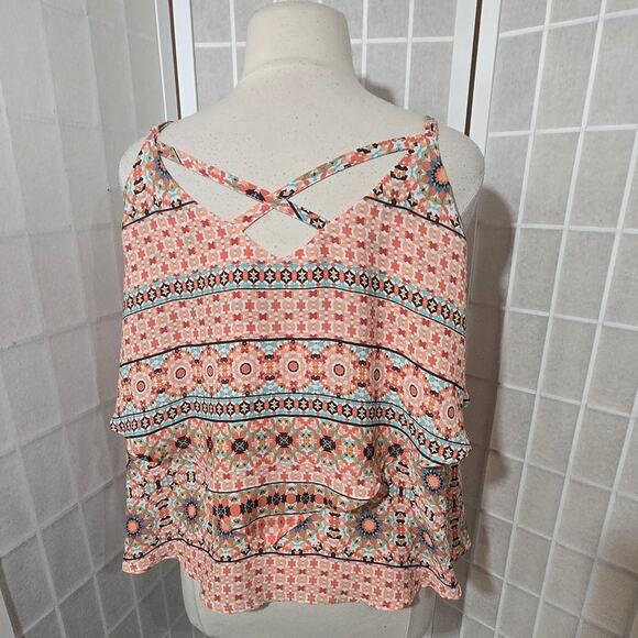 Torrid Floral Tank Layered Crisscross Cami Shirt V-Neck Plus Size: 1X (14/16) - Picture 2 of 7